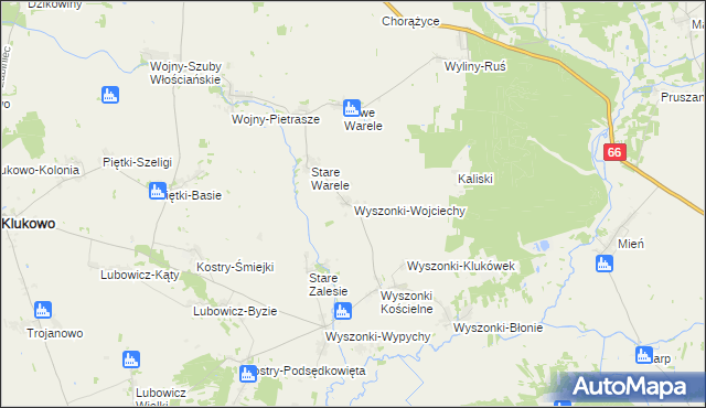 mapa Wyszonki-Wojciechy, Wyszonki-Wojciechy na mapie Targeo