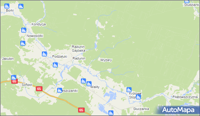 mapa Wyżary, Wyżary na mapie Targeo