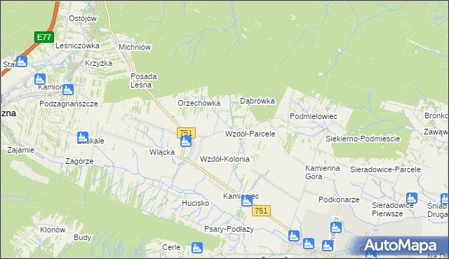 mapa Wzdół-Parcele, Wzdół-Parcele na mapie Targeo