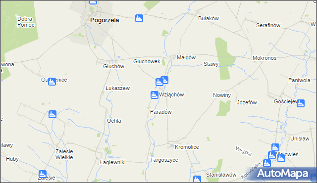 mapa Wziąchów, Wziąchów na mapie Targeo