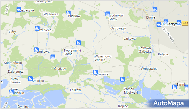 mapa Wziąchowo Wielkie, Wziąchowo Wielkie na mapie Targeo