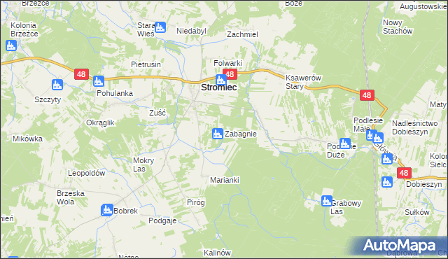 mapa Zabagnie gmina Stromiec, Zabagnie gmina Stromiec na mapie Targeo