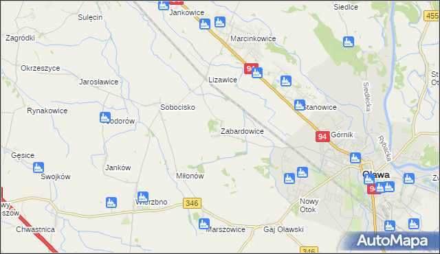 mapa Zabardowice, Zabardowice na mapie Targeo