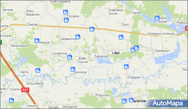 mapa Żabianka gmina Ułęż, Żabianka gmina Ułęż na mapie Targeo