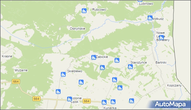 mapa Żabickie, Żabickie na mapie Targeo