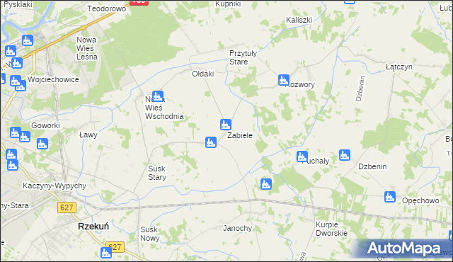 mapa Zabiele gmina Rzekuń, Zabiele gmina Rzekuń na mapie Targeo