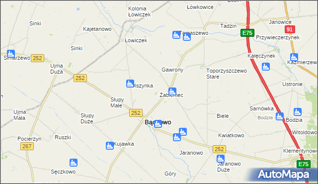 mapa Żabieniec gmina Bądkowo, Żabieniec gmina Bądkowo na mapie Targeo