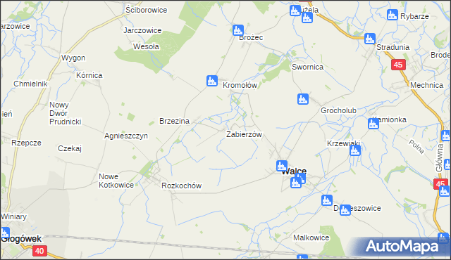 mapa Zabierzów gmina Walce, Zabierzów gmina Walce na mapie Targeo