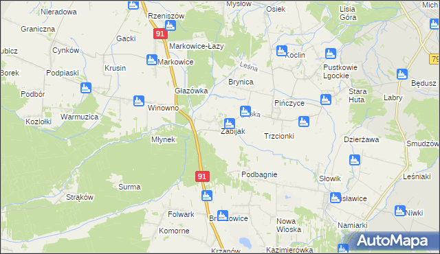 mapa Zabijak gmina Koziegłowy, Zabijak gmina Koziegłowy na mapie Targeo