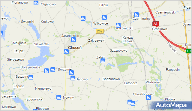 mapa Ząbin, Ząbin na mapie Targeo