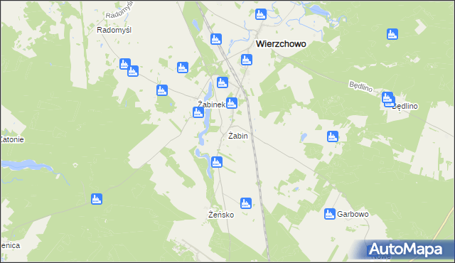 mapa Żabin gmina Wierzchowo, Żabin gmina Wierzchowo na mapie Targeo