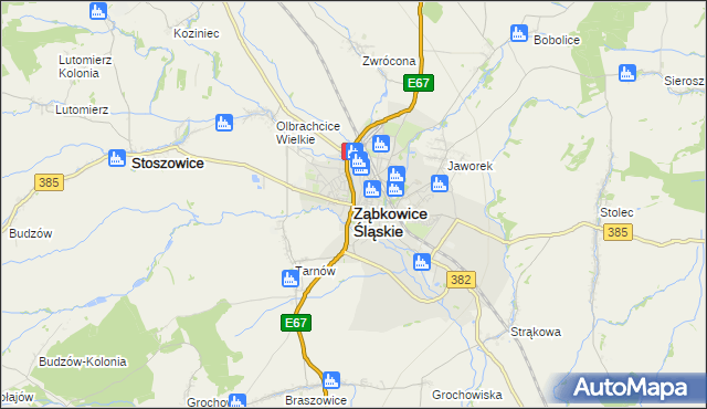 mapa Ząbkowice Śląskie, Ząbkowice Śląskie na mapie Targeo