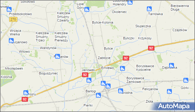 mapa Zabłocie gmina Grzegorzew, Zabłocie gmina Grzegorzew na mapie Targeo