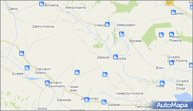 mapa Zabłocie gmina Turobin, Zabłocie gmina Turobin na mapie Targeo