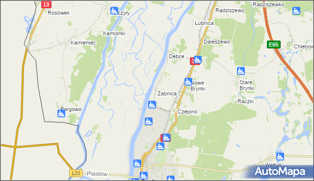 mapa Żabnica gmina Gryfino, Żabnica gmina Gryfino na mapie Targeo