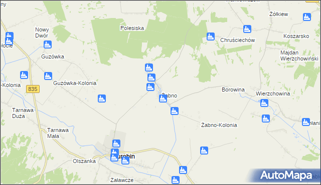 mapa Żabno gmina Turobin, Żabno gmina Turobin na mapie Targeo