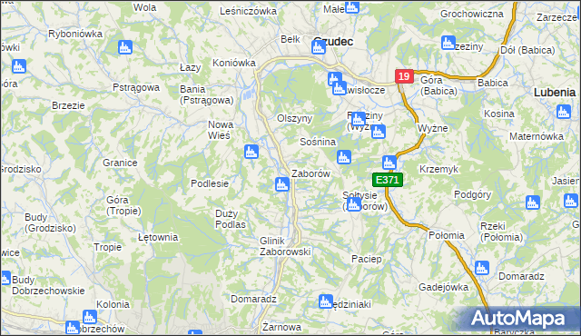 mapa Zaborów gmina Czudec, Zaborów gmina Czudec na mapie Targeo