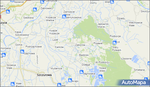 mapa Zaborów gmina Szczurowa, Zaborów gmina Szczurowa na mapie Targeo