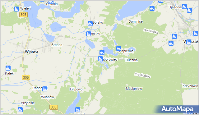 mapa Zaborówiec, Zaborówiec na mapie Targeo