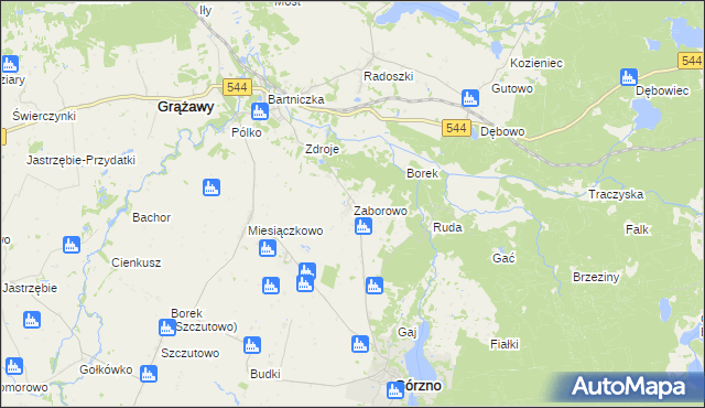 mapa Zaborowo gmina Górzno, Zaborowo gmina Górzno na mapie Targeo