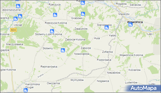 mapa Zaborze gmina Karczmiska, Zaborze gmina Karczmiska na mapie Targeo