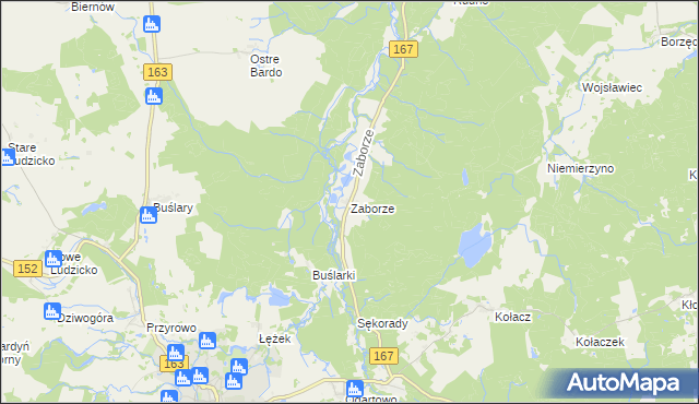 mapa Zaborze gmina Połczyn-Zdrój, Zaborze gmina Połczyn-Zdrój na mapie Targeo