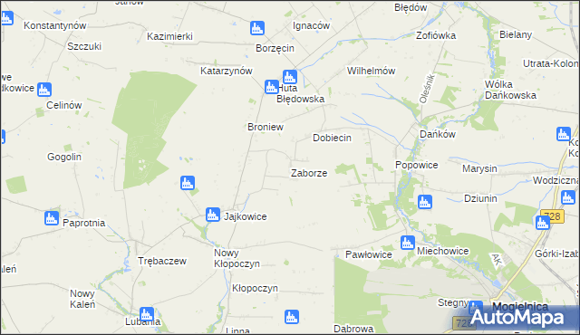 mapa Zaborze gmina Sadkowice, Zaborze gmina Sadkowice na mapie Targeo