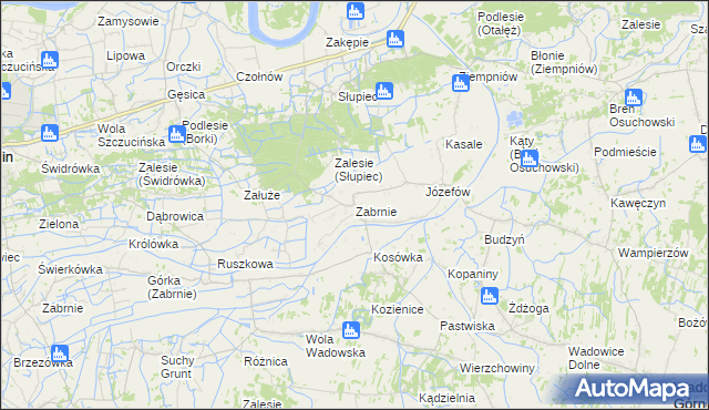 mapa Zabrnie gmina Wadowice Górne, Zabrnie gmina Wadowice Górne na mapie Targeo