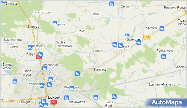 mapa Zabrodzie gmina Łuków, Zabrodzie gmina Łuków na mapie Targeo