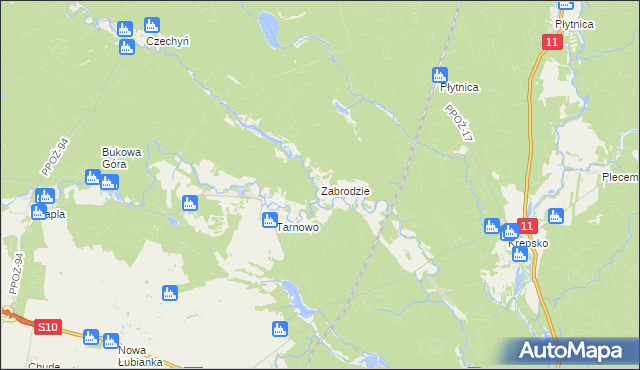 mapa Zabrodzie gmina Szydłowo, Zabrodzie gmina Szydłowo na mapie Targeo