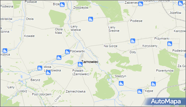 mapa Zabrodzie gmina Żarnowiec, Zabrodzie gmina Żarnowiec na mapie Targeo