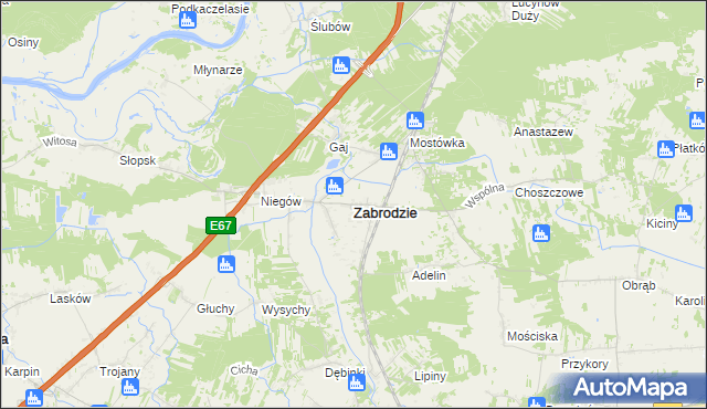 mapa Zabrodzie powiat wyszkowski, Zabrodzie powiat wyszkowski na mapie Targeo