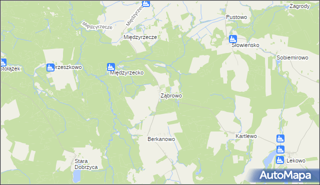 mapa Ząbrowo gmina Świdwin, Ząbrowo gmina Świdwin na mapie Targeo