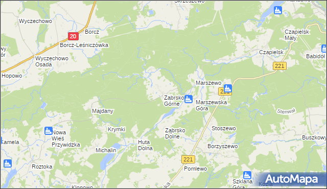 mapa Ząbrsko Górne, Ząbrsko Górne na mapie Targeo