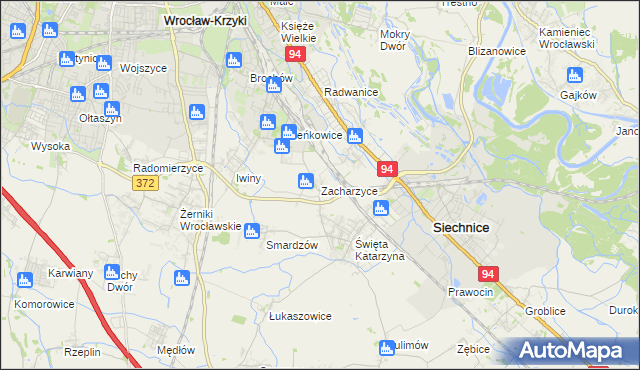 mapa Zacharzyce, Zacharzyce na mapie Targeo