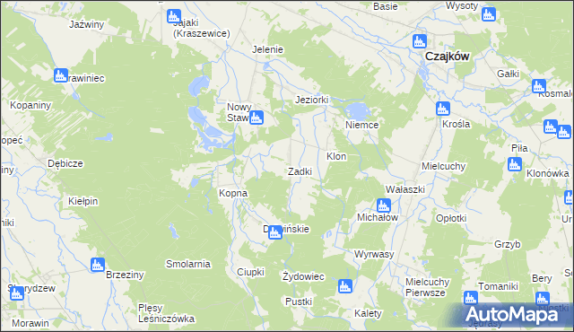 mapa Zadki gmina Czajków, Zadki gmina Czajków na mapie Targeo