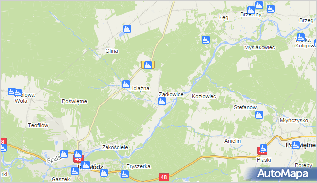 mapa Żądłowice, Żądłowice na mapie Targeo