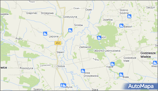 mapa Zadowice, Zadowice na mapie Targeo