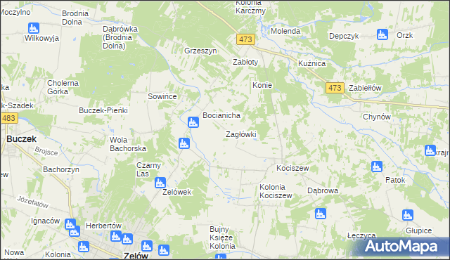 mapa Zagłówki, Zagłówki na mapie Targeo