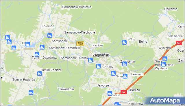 mapa Zagnańsk, Zagnańsk na mapie Targeo