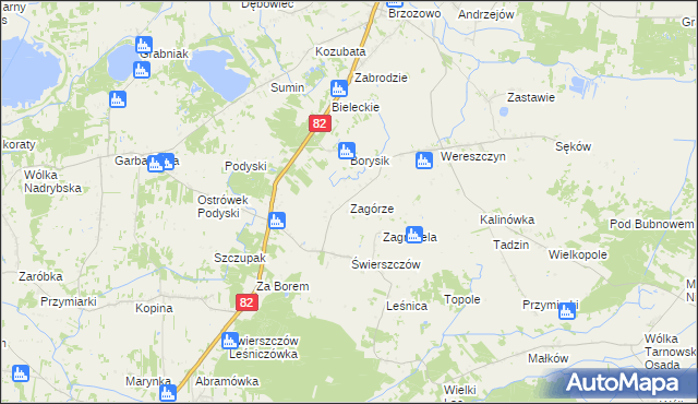 mapa Zagórze gmina Cyców, Zagórze gmina Cyców na mapie Targeo