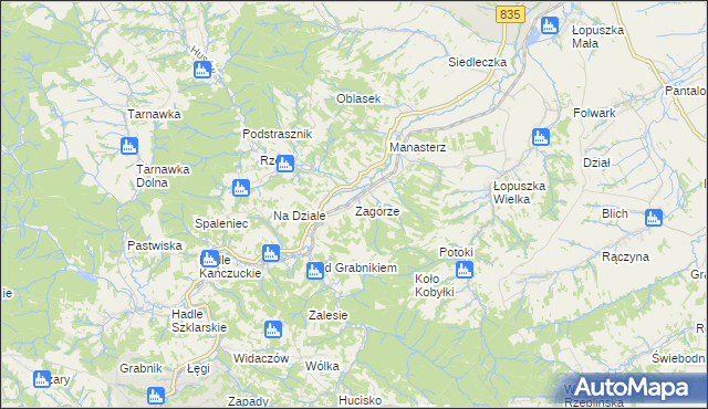 mapa Zagórze gmina Jawornik Polski, Zagórze gmina Jawornik Polski na mapie Targeo