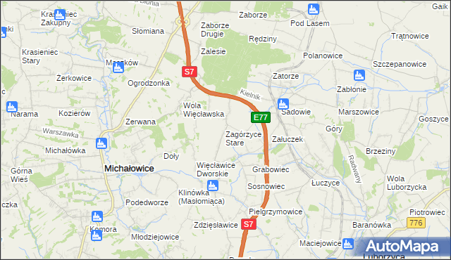 mapa Zagórzyce Stare, Zagórzyce Stare na mapie Targeo