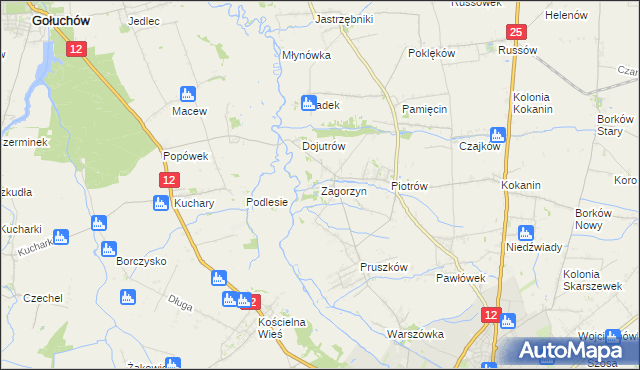 mapa Zagorzyn gmina Blizanów, Zagorzyn gmina Blizanów na mapie Targeo