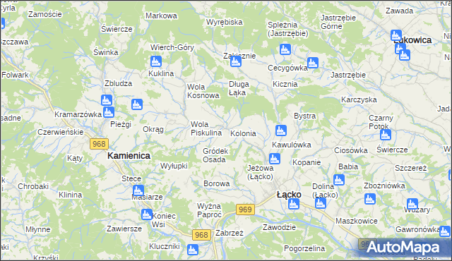 mapa Zagorzyn gmina Łącko, Zagorzyn gmina Łącko na mapie Targeo