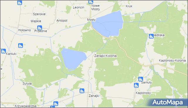 mapa Zahajki-Kolonia, Zahajki-Kolonia na mapie Targeo