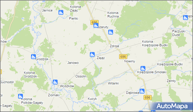 mapa Zając gmina Liw, Zając gmina Liw na mapie Targeo