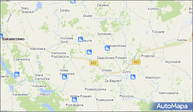 mapa Zajączkowo-Folwark, Zajączkowo-Folwark na mapie Targeo