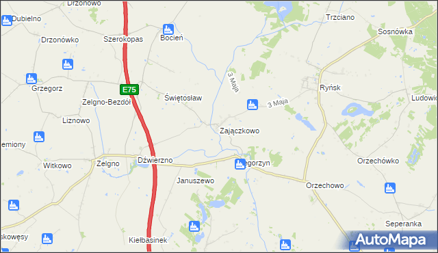 mapa Zajączkowo gmina Chełmża, Zajączkowo gmina Chełmża na mapie Targeo