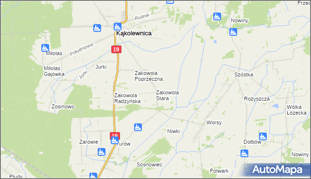 mapa Żakowola Stara, Żakowola Stara na mapie Targeo